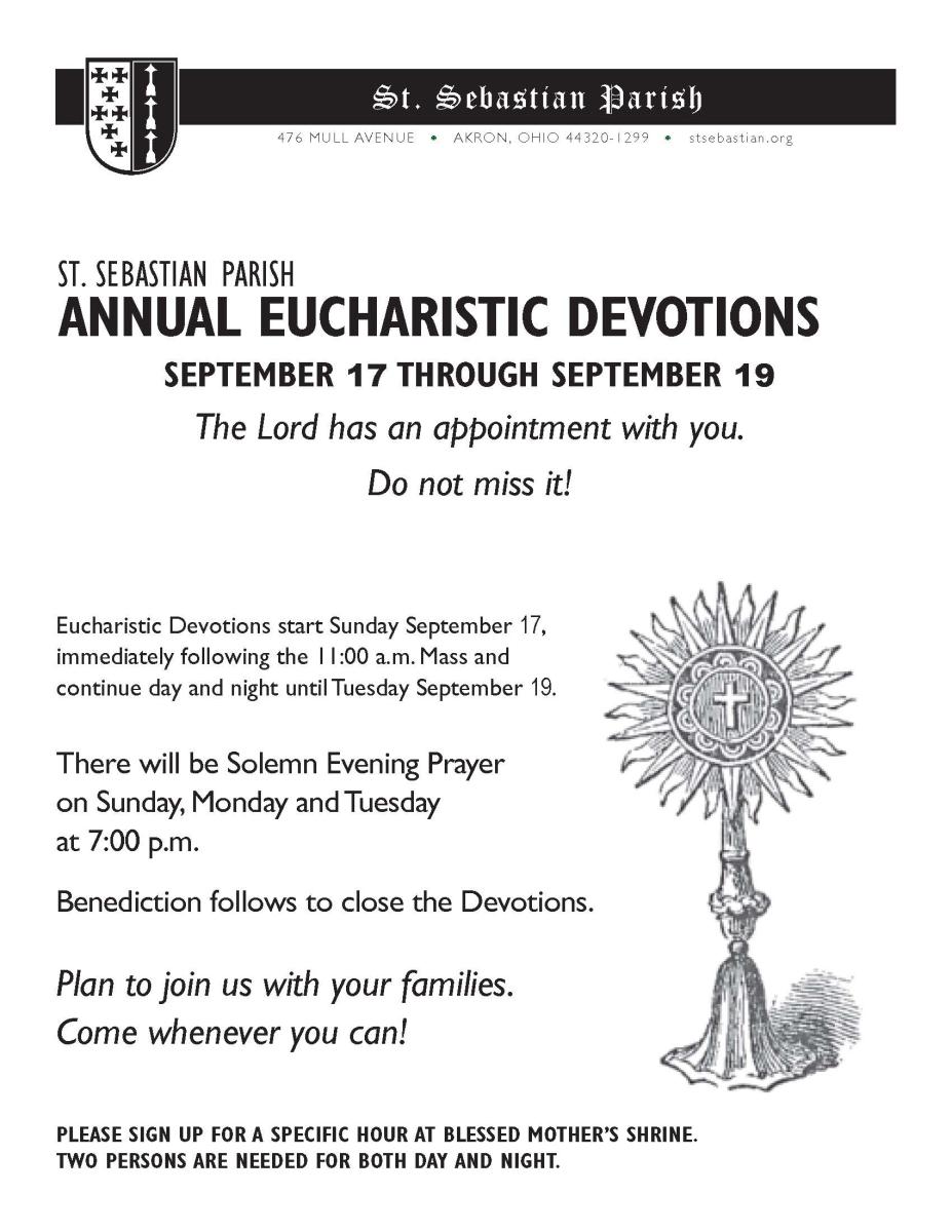 Annual Eucharistic Devotions | Saint Sebastian Parish